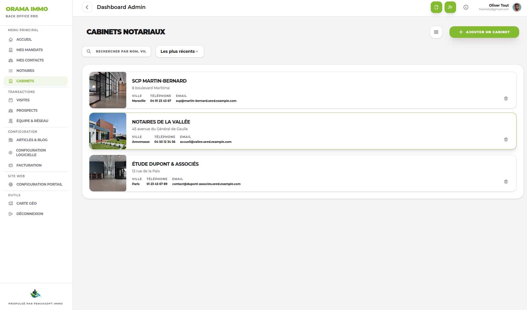 FenuaSoft Immo — Organigramme